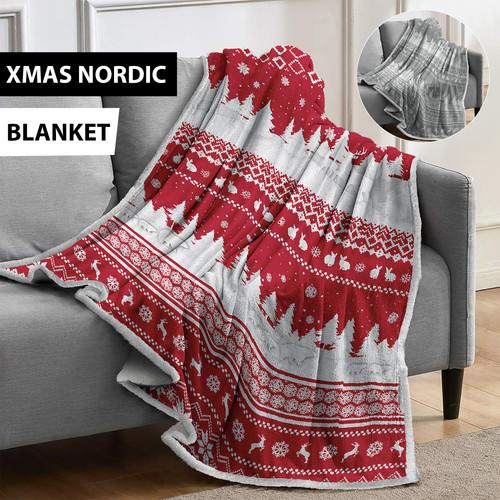 Xmas nordic blanket throw - xmas,