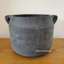 Rustic grey ceramic plant pot - rustic,