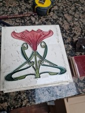 The Gallery Cream, Green And Red Floral Fireplace Hearth Tiles