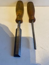TWO W MARPLES BEVEL EDGE WOODWORK  TOOLS WITH SHATTER PROOF HANDLES