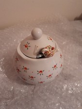 Stunning Floral Crown Sugar Bowl And Spoon Set New With Tags