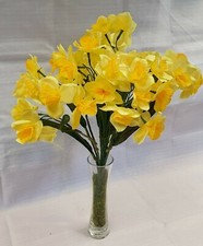 Artificial Daffodil Bouquet Flowers Plants Bunch 18 Head Ivy Foliage Leaf Grass