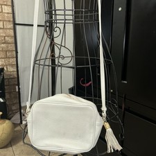 GiGi New York Gray Gołd Hardware Crossbody Purse Leather