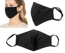 Face Mask Reusable Washable Protective Breathable Covering Adults Black Plain
