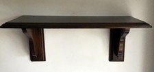 Vintage French Rustic Real Dark Wood Farmhouse Wall Hung Shelf.