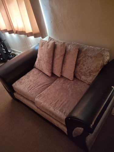 Grey black fabric 2 seater - fabric, 2-seater