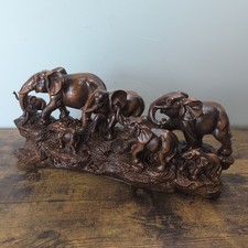 ZEDARO Feng Shui Elephant herd statue Figurine Sculpture box wood Chinese stamp