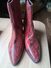 Ladies Leather Red Mock