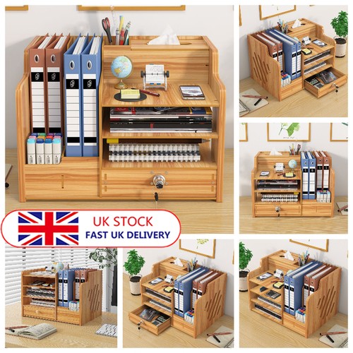 Wooden office desk organiser - office,