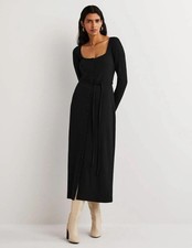 Boden Navy Blue Ribbed Jersey Rib Midi Button Down Dress - BNWT £90 - Size 14 R