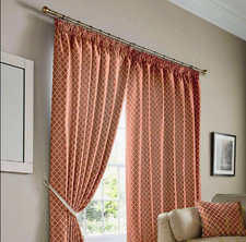 Pair of Curtains Orange Terracotta Cotswold 66 x 72 inch RRP £47 2NDS RETURNS 60