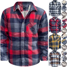 Urban Collection Men Lumberjack Fleece Padded Shirt Sherpa Fur Lined Warm Jacket