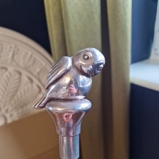 vintage antique Silver hallmarked novelty bird ebonised Walking stick cane 