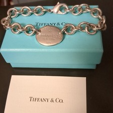 Return to Tiffany & Co Oval Tag Sterling Silver 8.5" chain Bracelet CHRISTMAS 🎁