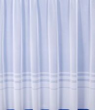 WHITE NET CURTAIN PLAIN WITH SIMPLE STRIPES ON BOTTOM SOLD BY THE METRE