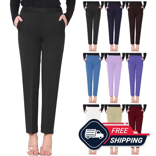 Ladies half elasticated waist - ladies,