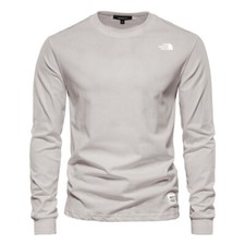 Men's 100% Cotton T Shirt Casual Heavyweight Crew Neck Tee Long Sleeved T-Shirt