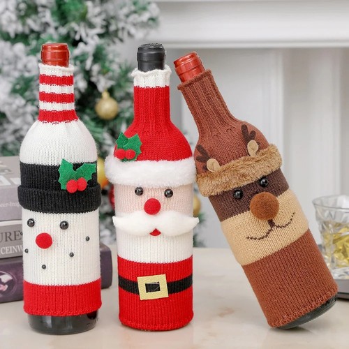 Christmas wine bottle cover - wine,