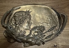 ANTIQUE ART NOUVEAU BRASS CARD/ PIN/ TRINKET DISH  CA4