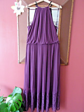 Purple plum grecian pleated dress size 18 wedding cruise party races lace simply