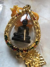 Buddha Golden Pendant Thai Talisman Wealth Lucky Protection 