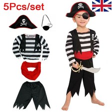 Kids Pirate Costume Boys Caribbean Book Week Day Fancy Dress Outfit Halloween UK