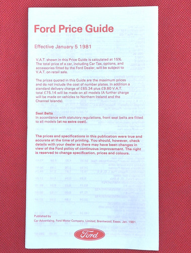 1981 ford price list fiesta - price,