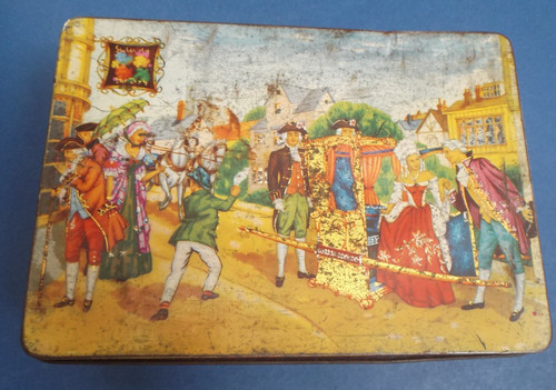 Vintage colourful biscuit tin - vintage,