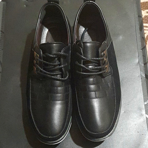 Men black leather lace - black,
