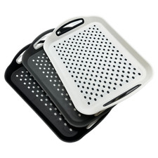 3X Non Slip Serving Trays with Handles Rubber Grip for Food Drinks Dinner Meals