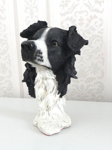 Border collie head - collie, sculture