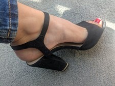 Well-worn womens high heels black suede 