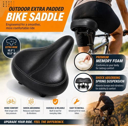 Wide comfort bike seat extra - wide,
