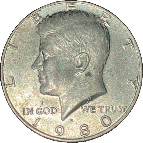 Usa kennedy half dollar 1980d - usa,