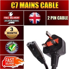 1m Long Black 2pin Power Cable