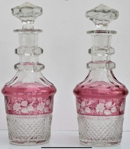 Pair antique decanters - pair,