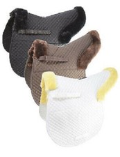 Hy Equestrian Fab Fleece Numnah Half Lined Faux Sheepskin  Black Brown White