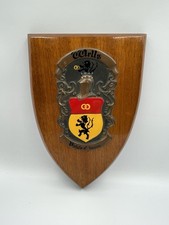 Coat of Arms Family Crest on Wooden Shield Surname WELLS Wall Plaque Hanging