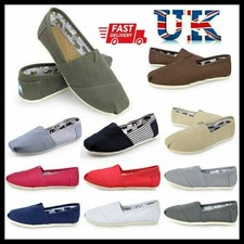 TOM Unisex Shoes Slip-on Casual Flats Solid Canvas Leisure Loafer Shoes UK NEW