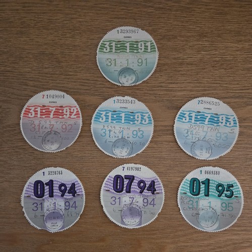 Car tax discs used 1991 - car, uk