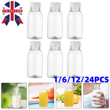 1-24 Pcs Small Bottles with Lids Milk Bottles Clear Caps Fruit Juice Mini