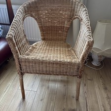 Vintage style Armchair Woven Wicker rattan chair two tone  light brown 