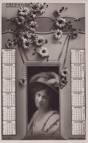 Antique 1909 calendar - antique, postcard