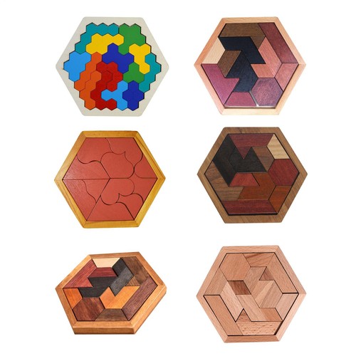 Wooden hexagon tangram - tangram, puzzles