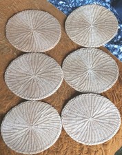 X6 Vintage Large Wicker Rattan Oval Place Mats Table Mats Set Boho Tiki 70s