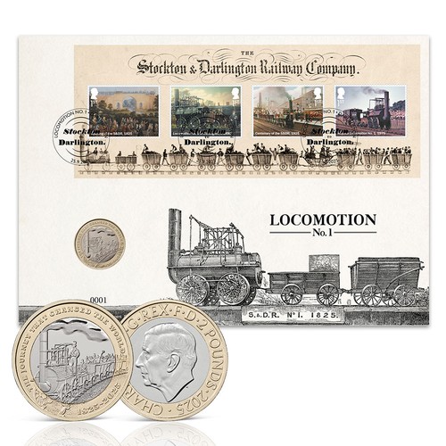 Steam locomotives stamps coin - locomotives,