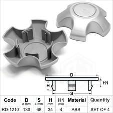 4x Alloy wheel center caps centre rim cap no logo 130 68 mm Fits Toyota RAV4 SUV