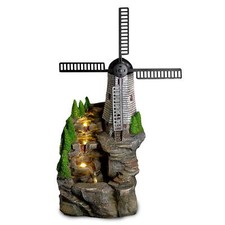 Water Feature Outdoor Indoor LED Fountain Waterfall Garden Decor (Windmill)