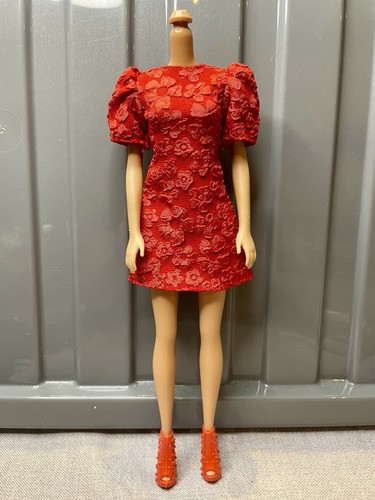 Barbie doll 2pc red - doll, textured