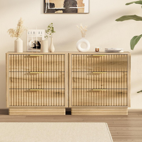 Fluted nightstand wood - nightstand,, night